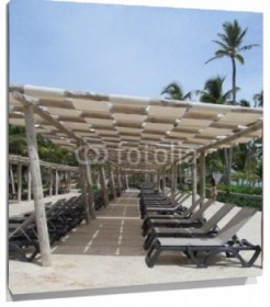 Lienzo Playa palmeras hamacas sombra